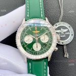 Swiss Breitling Navitimer Valjoux7750 Watch 43 Green Leather Strap Green Dial